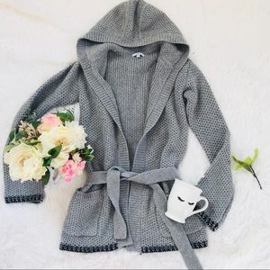 Gap Women Gray Sweater Coat with Hood